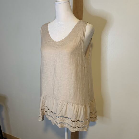 Valentina Naldi light tan linen sleeveless top size M - Picture 4 of 11